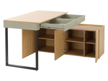 Travic Skrivbord 228 cm med Förvaring i Trä med Metallstativ - Träfärgad - Möbler - Bord & matgrupp - Kontorsbord - Skrivbord