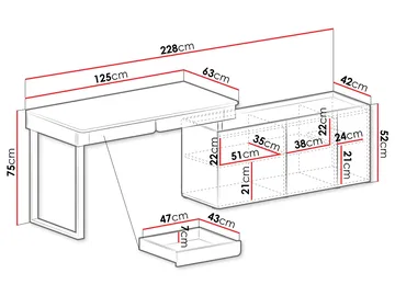 Travic Skrivbord 228 cm med Förvaring i Trä med Metallstativ - Träfärgad - Möbler - Bord & matgrupp - Kontorsbord - Skrivbord