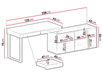 Travic Skrivbord 228 cm - Möbler - Bord & matgrupp - Kontorsbord - Skrivbord