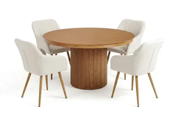 Kopparbo Förlängningsbart runt 120-220 cm Ek med 4 Filippa Matstolar - Ek - Möbler - Bord & matgrupp - Matgrupp