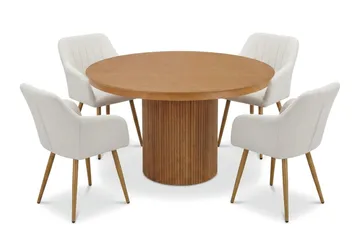 Kopparbo Förlängningsbart runt 120-220 cm Ek med 4 Filippa Matstolar - Ek - Möbler - Bord & matgrupp - Matgrupp