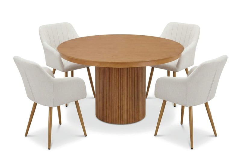 Kopparbo Förlängningsbart runt 120-220 cm Ek med 4 Filippa Matstolar - Ek - Möbler - Bord & matgrupp - Matgrupp