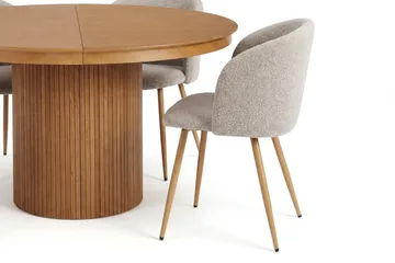 Kopparbo Förlängningsbart runt 120-220 cm Ek med 4 Greya Matstolar - Ek/Greige - Möbler - Bord & matgrupp - Matgrupp