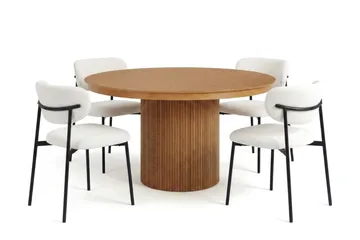 Kopparbo Förlängningsbart runt 120-220 cm Ek med 4 Lucy Matstolar - Ek - Möbler - Bord & matgrupp - Matgrupp