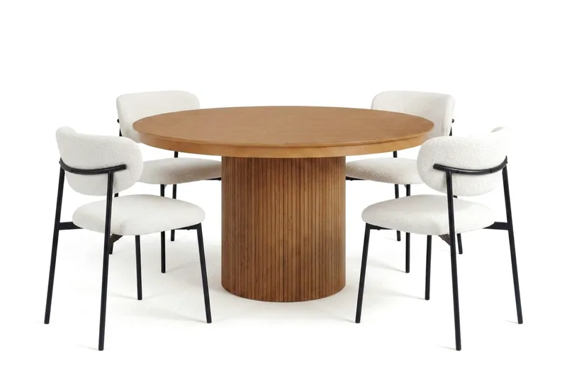 Kopparbo Förlängningsbart runt 120-220 cm Ek med 4 Lucy Matstolar - Ek - Möbler - Bord & matgrupp - Matgrupp