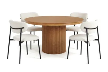 Kopparbo Förlängningsbart runt 120-220 cm Ek med 4 Lucy Matstolar - Ek - Möbler - Bord & matgrupp - Matgrupp