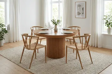 Kopparbo Förlängningsbart runt 120-220 cm Ek med 4 Winston Matstolar - Ek - Möbler - Bord & matgrupp - Matgrupp