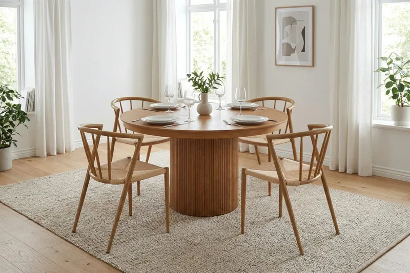 Kopparbo Förlängningsbart runt 120-220 cm Ek med 4 Winston Matstolar - Ek - Möbler - Bord & matgrupp - Matgrupp
