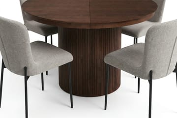 Kopparbo Förlängningsbart runt 120-220 cm Valnöt med 4 Elsie Matstolar - Valnöt/Ljusgrå - Möbler - Bord & matgrupp - Matgrupp