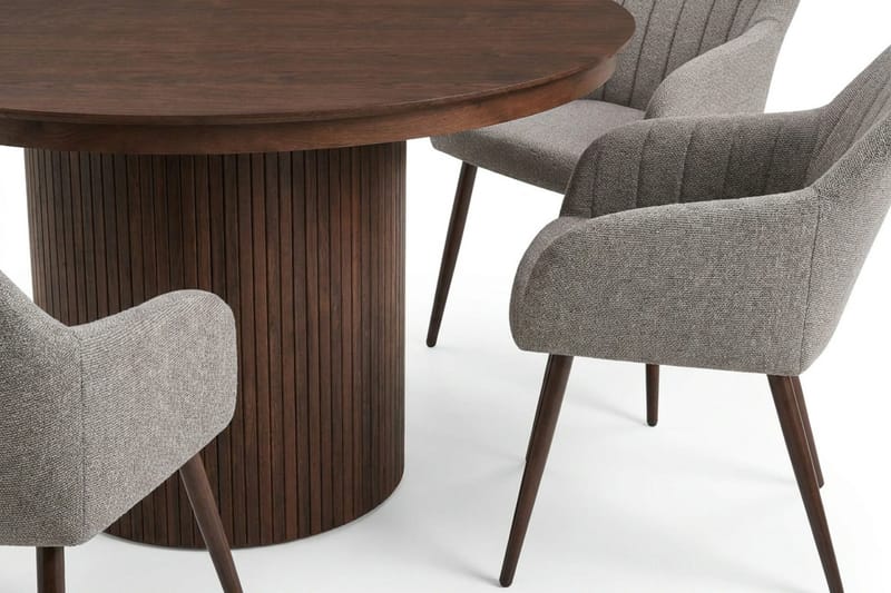 Kopparbo Förlängningsbart runt 120-220 cm Valnöt med 4 Filippa Matstolar - Valnöt - Möbler - Bord & matgrupp - Matgrupp