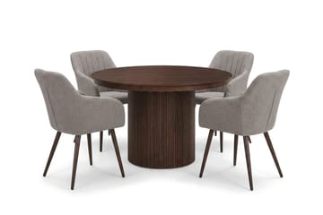 Kopparbo Förlängningsbart runt 120-220 cm Valnöt med 4 Filippa Matstolar - Valnöt - Möbler - Bord & matgrupp - Matgrupp