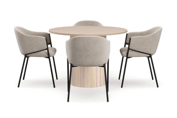 Kopparbo Matbord 106 cm med 4 Filip Matstolar - White / Taupe Bouclé - Möbler - Bord & matgrupp - Matgrupp