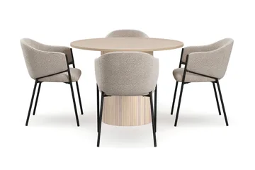 Kopparbo Matbord 106 cm med 4 Filip Matstolar - White / Taupe Bouclé - Möbler - Bord & matgrupp - Matgrupp