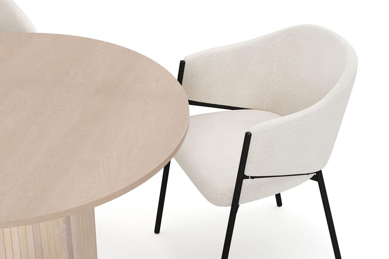 Kopparbo Matbord 106 cm med 4 Filip Matstolar - White / Vit Bouclé - Möbler - Bord & matgrupp - Matgrupp