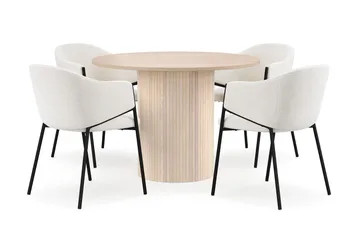 Kopparbo Matbord 106 cm med 4 Filip Matstolar - White / Vit Bouclé - Möbler - Bord & matgrupp - Matgrupp