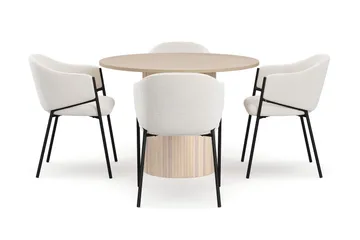 Kopparbo Matbord 106 cm med 4 Filip Matstolar - White / Vit Bouclé - Möbler - Bord & matgrupp - Matgrupp