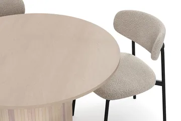 Kopparbo Matbord 106 cm med 4 Lucy Matstolar - White / Greige Bouclé / Metallben Svart - Möbler - Bord & matgrupp - Matgrupp