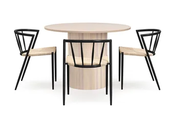 Kopparbo Matbord 106 cm med 4 Winston Matstolar - White / Beige / Metallben Svart - Möbler - Bord & matgrupp - Matgrupp