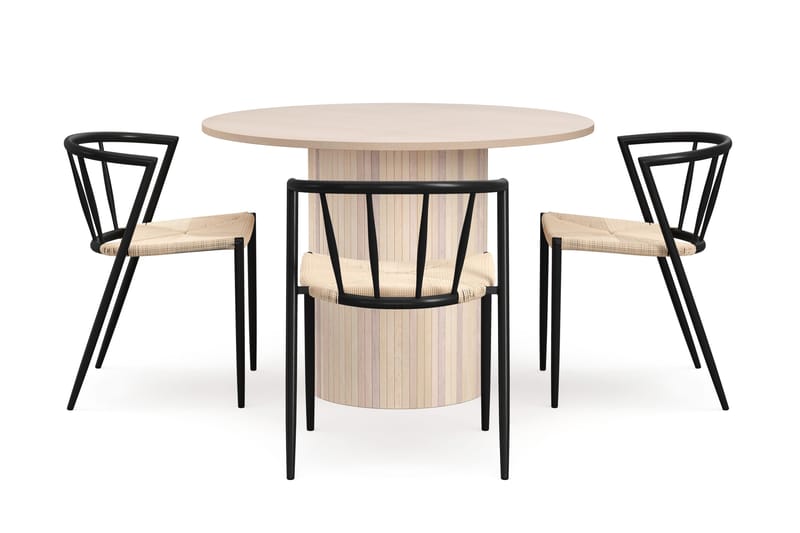 Kopparbo Matbord 106 cm med 4 Winston Matstolar - White / Beige / Metallben Svart - Möbler - Bord & matgrupp - Matgrupp