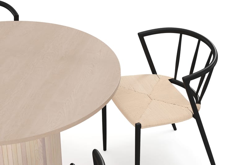 Kopparbo Matbord 106 cm med 4 Winston Matstolar - White / Beige / Metallben Svart - Möbler - Bord & matgrupp - Matgrupp