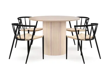 Kopparbo Matbord 106 cm med 4 Winston Matstolar - White / Beige / Metallben Svart - Möbler - Bord & matgrupp - Matgrupp