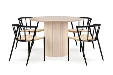 Kopparbo Matbord 106 cm med 4 Winston Matstolar - White / Beige / Metallben Svart - Möbler - Bord & matgrupp - Matgrupp