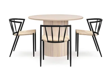 Kopparbo Matbord 106 cm med 4 Winston Matstolar - White / Beige / Metallben Svart - Möbler - Bord & matgrupp - Matgrupp