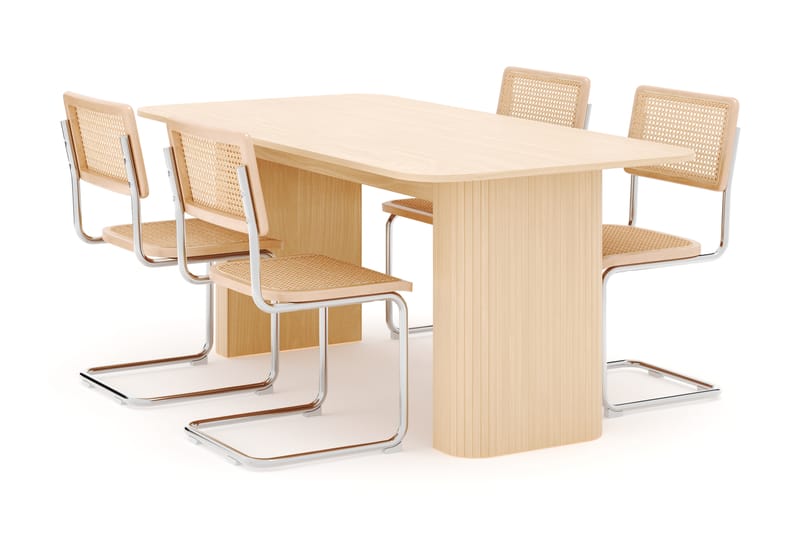 Kopparbo Matbord 160-220 cm Förlängningsbart med 4 st Build Matstolar - Vit - Möbler - Bord & matgrupp - Matgrupp