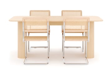 Kopparbo Matbord 160-220 cm Förlängningsbart med 4 st Build Matstolar - Vit - Möbler - Bord & matgrupp - Matgrupp