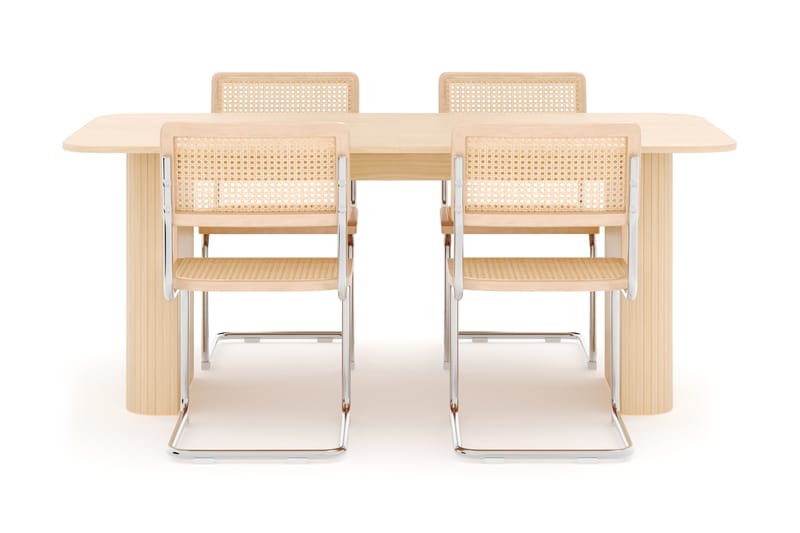 Kopparbo Matbord 160-220 cm Förlängningsbart med 4 st Build Matstolar - Vit - Möbler - Bord & matgrupp - Matgrupp