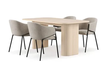 Kopparbo Matbord 160 cm med 4 Filip Matstolar - White / Taupe Bouclé - Möbler - Bord & matgrupp - Matgrupp