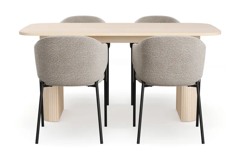 Kopparbo Matbord 160 cm med 4 Filip Matstolar - White / Taupe Bouclé - Möbler - Bord & matgrupp - Matgrupp