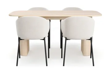 Kopparbo Matbord 160 cm med 4 Filip Matstolar - White / Vit Bouclé - Möbler - Bord & matgrupp - Matgrupp