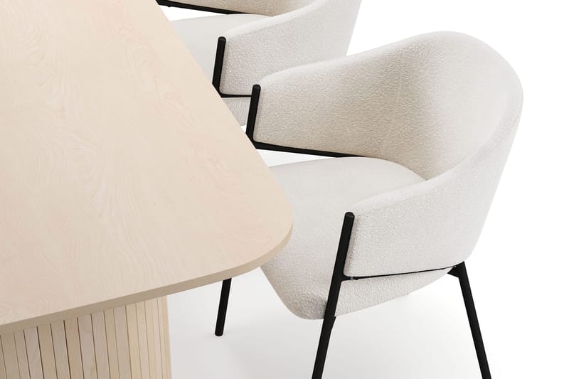 Kopparbo Matbord 160 cm med 4 Filip Matstolar - White / Vit Bouclé - Möbler - Bord & matgrupp - Matgrupp