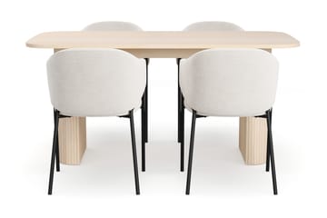 Kopparbo Matbord 160 cm med 4 Filip Matstolar - White / Vit Bouclé - Möbler - Bord & matgrupp - Matgrupp