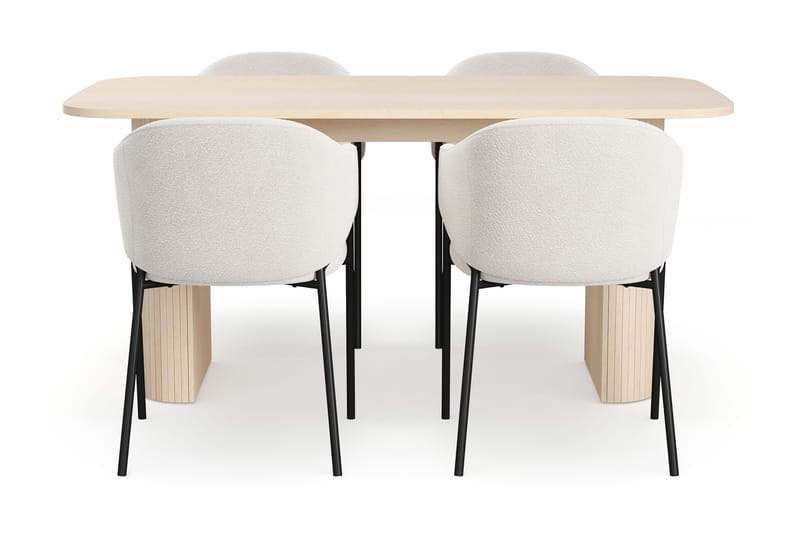 Kopparbo Matbord 160 cm med 4 Filip Matstolar - White / Vit Bouclé - Möbler - Bord & matgrupp - Matgrupp