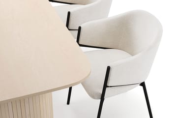 Kopparbo Matbord 160 cm med 4 Filip Matstolar - White / Vit Bouclé - Möbler - Bord & matgrupp - Matgrupp