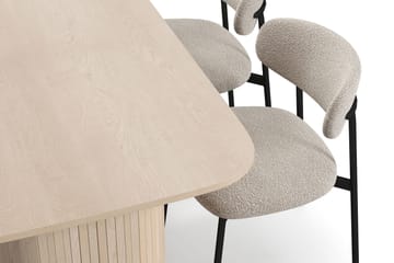 Kopparbo Matbord 160 cm med 4 Lucy Matstolar - White / Greige Bouclé / Metallben Svart - Möbler - Bord & matgrupp - Matgrupp