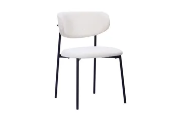 Kopparbo Matbord 160 cm med 4 Lucy Matstolar - White / Vit Bouclé / Metallben Svart - Möbler - Bord & matgrupp - Matgrupp