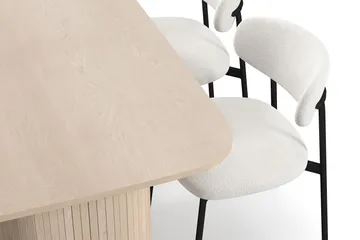 Kopparbo Matbord 160 cm med 4 Lucy Matstolar - White / Vit Bouclé / Metallben Svart - Möbler - Bord & matgrupp - Matgrupp