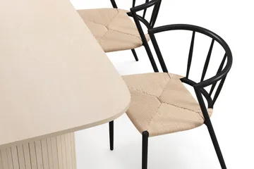 Kopparbo Matbord 160 cm med 4 Winston Matstolar - White / Beige / Metallben Svart - Möbler - Bord & matgrupp - Matgrupp