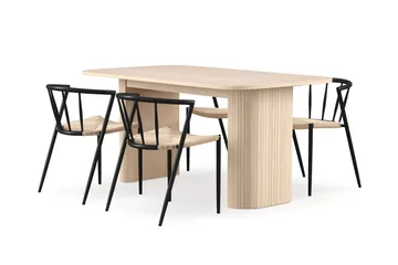 Kopparbo Matbord 160 cm med 4 Winston Matstolar - White / Beige / Metallben Svart - Möbler - Bord & matgrupp - Matgrupp