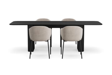 Kopparbo Matbord 180-240 cm Förlängningsbart med 4 Filip Matstolar - Svart / Taupe Bouclé - Möbler - Bord & matgrupp - Matgrupp