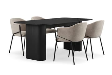 Kopparbo Matbord 180-240 cm Förlängningsbart med 4 Filip Matstolar - Svart / Taupe Bouclé - Möbler - Bord & matgrupp - Matgrupp