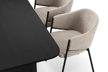 Kopparbo Matbord 180-240 cm Förlängningsbart med 4 Filip Matstolar - Svart / Taupe Bouclé - Möbler - Bord & matgrupp - Matgrupp