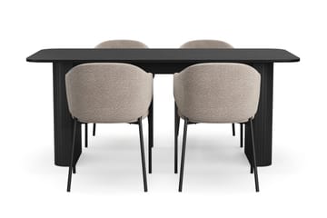 Kopparbo Matbord 180-240 cm Förlängningsbart med 4 Filip Matstolar - Svart / Taupe Bouclé - Möbler - Bord & matgrupp - Matgrupp