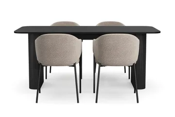 Kopparbo Matbord 180-240 cm Förlängningsbart med 4 Filip Matstolar - Svart / Taupe Bouclé - Möbler - Bord & matgrupp - Matgrupp
