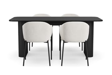 Kopparbo Matbord 180-240 cm Förlängningsbart med 4 Filip Matstolar - Svart / Vit Bouclé - Möbler - Bord & matgrupp - Matgrupp