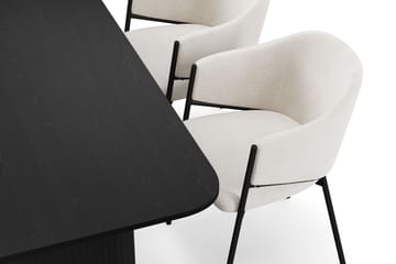 Kopparbo Matbord 180-240 cm Förlängningsbart med 4 Filip Matstolar - Svart / Vit Bouclé - Möbler - Bord & matgrupp - Matgrupp