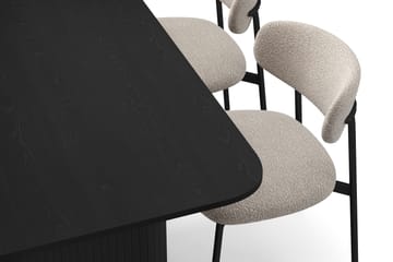 Kopparbo Matbord 180-240 cm Förlängningsbart med 4 Lucy Matstolar - Svart / Greige Bouclé / Metallben Svart - Möbler - Bord & matgrupp - Matgrupp